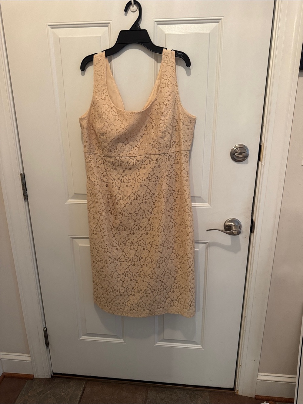 R&M Richards Beige Lace Scoop-Neck Sheath Dress-12